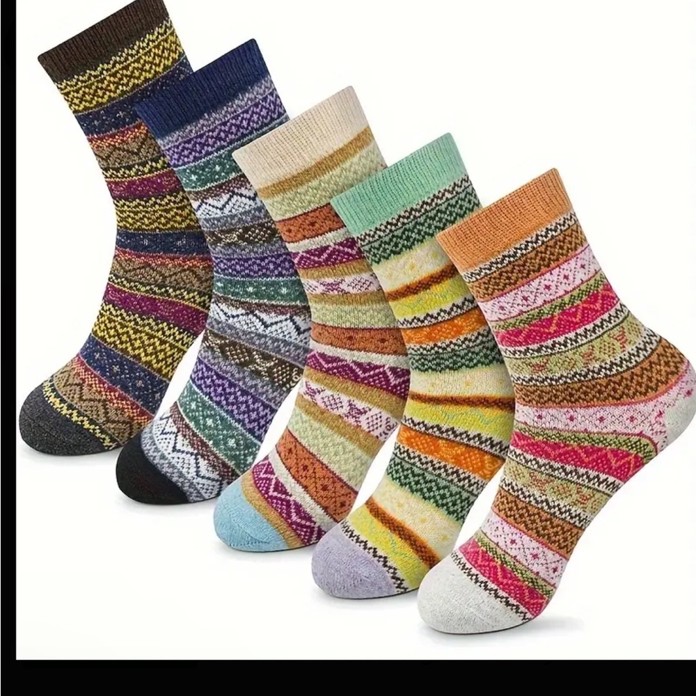 5pairs Colorful Patterned Socks - Picture 4 of 5